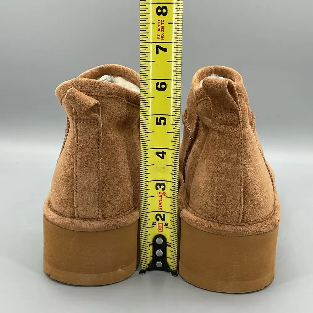 NEW Madden Girl Women’s Embracce Cozy Mini Platform Booties Brown Size 8.5M